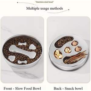 Comedero Lento de Acero Inoxidable para Perros, Plato Antideslizante para Lamer, para Cachorros y Gatos, Plato para Comida de Mascotas, Diseño de Corazón, Forma Redondeada - Product Image 3