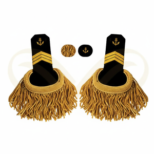 แผ่นประดับไหล่แบบพิธีการสั่งทำขายส่ง ตกแต่งด้วยริบบิ้นและแถบโลหะสีทอง ทำด้วยมือ - Product Image 4