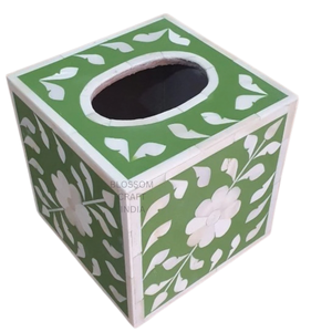 Boîte à mouchoirs artisanale de luxe avec incrustation d'os, couvercle en bois, accent décoratif élégant, cadeau parfait pour la famille et les amis - Product Image 3