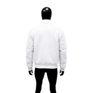 เสื้อแจ็คเก็ตวาร์ซิตี้สีขาวสไตล์โมเดิร์น แบบจำลองด้านหน้า สไตล์มินิมอล บอมเบอร์ เสื้อผ้ามืออาชีพ สำหรับโชว์สินค้า เสื้อผ้าสไตล์โมเดิร์น แบบจำลองสำหรับขาย - Product Image 2