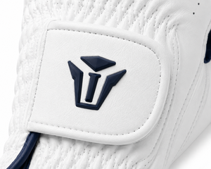Gants de golf en cuir blanc et bleu marine de qualité supérieure, logo personnalisé, perforés, respirants, gants de sport pour hommes, OEM - Product Image 3