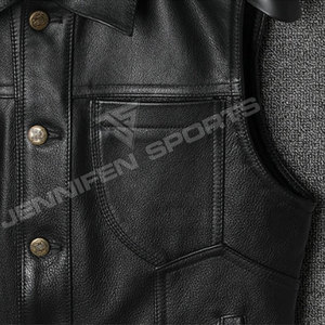 Gilet en cuir personnalisable pour homme, respirant, séchage rapide, style classique hiver, veste sans manches pour moto, style urbain, couleurs personnalisées - Product Image 4