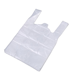 Vente en gros de t-shirts avec logo personnalisé sacs de courses de supermarché imprimés t-shirts à emballage cosmétique en plastique bon marché - Product Image 2