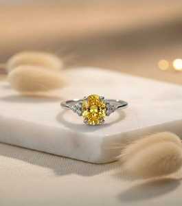 Anillo de Compromiso de Topacio Amarillo, Gema Ovalada, Anillo de Promesa con Diseño de Vid Retorcida, Piedra de Nacimiento de Noviembre, Joyería de Plata de Ley para Mujer - Product Image 1