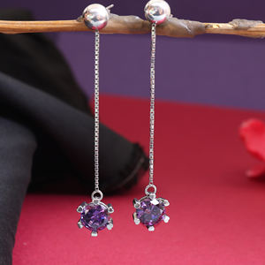 Pendientes de Plata de Ley 925 con Gemas Moradas de Diseño 2026, para Mujeres y Niñas, Ideales para Bodas y Fiestas - Product Image 3