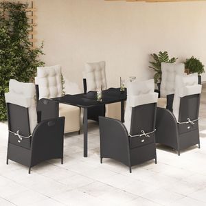 Juego de Comedor para Jardín en Negro y Blanco Crema - Product Image 1
