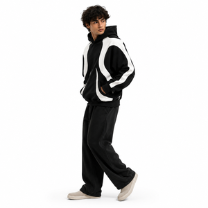 Sweat-shirt personnalisé élégant pour homme, en molleton, à empiècements contrastants, manches raglan, coupe oversize décontractée, pour l'achat B2B aux États-Unis - Product Image 4