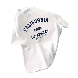T-shirt pour homme 100% coton - Coupe ajustée, manches courtes, épaules tombantes, été, impression DTF California 200g, logo personnalisé - Product Image 1