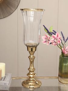 Modern Metal Frame Glass <b>Hurricane</b> Candle Holder Decorative <b>Lantern</b> for Table Centerpiece Home Decor - Product Image 3