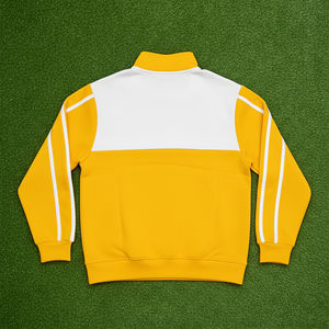 Sudaderas de mujer personalizadas OEM/ODM de algodón 100% con cremallera de cuarto, lavado ácido, bloques de color y rayas en las mangas para invierno - Product Image 5