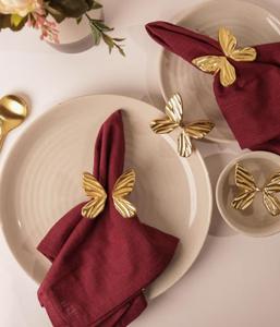 Anneaux de serviette papillon en laiton, décoration de table, style glamour pour mariage, durables, largeur 4,5 cm - Product Image 3