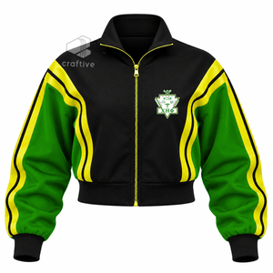 ชุดวอร์มผู้หญิงลายทางสีเขียวเหลือง แบรนด์ Chi Eta Phi Sorority ประกอบด้วยเสื้อแจ็คเก็ตซิปและกางเกงขายาวเข้าชุด - Product Image 2