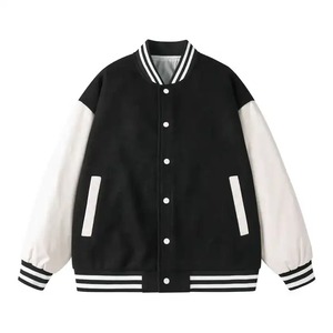 Chaqueta Varsity a Rayas de Invierno para Hombre, Personalizada, de Alta Calidad, con Cierre Frontal de Dos Tonos, Estilo Urbano - Product Image 3