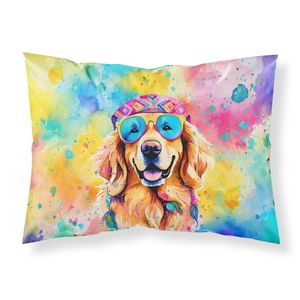Golden Retriever Hippie Dawg ilustraciones decorativas funda de almohada ligera súper suave fácil de cuidar hoja de tamaño estándar conjunto de funda de almohada - Product Image 1