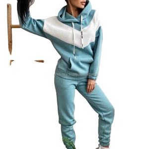 Conjunto de sudadera y pantalones deportivos para mujer 2025 con decoración de encaje, sudadera de Color contrastante con bolsillos con cordón, conjuntos para mujer - Product Image 4