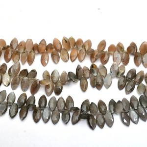 Pierre de lune naturelle facettée en forme de marquise 8x16mm, qualité AAA+, perles semi-précieuses pour la fabrication de bijoux - Product Image 2