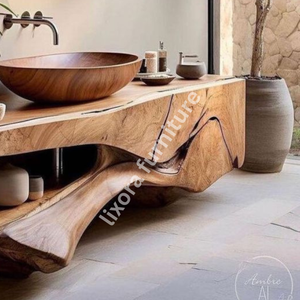 Miroir rond en bois massif sculpté à la main, décor mural artistique de luxe pour salon - Product Image 3