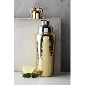 Coctelera Premium de Latón Dorado con Acabado Martillado, Coctelera para Martini con Tapa Decorativa de Pez, 750 ml, Herramientas de Bar, Artículos para Fiestas - Product Image 1