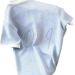 Men's Solid Short Sleeve Oxford for Shirt Loose Fit Casual Knitted 100% Cotton Breathable Quick Dry Eco-Friendly Blue White - Product Image 2