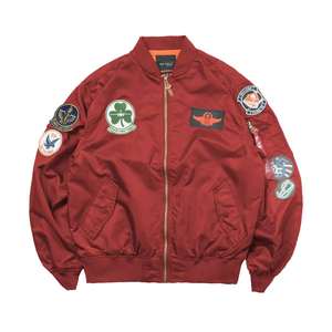 เสื้อแจ็คเก็ตบอมเบอร์วินเทจสำหรับผู้ชาย แบบสองด้าน ใส่ได้ทั้งสองด้าน กันลม ผลิตจากผ้าไนลอนรักษ์โลก สไตล์สตรีทแวร์ทันสมัย ลำลอง เหมาะสำหรับกิจกรรมกลางแจ้ง สไตล์นักบิน - Product Image 1
