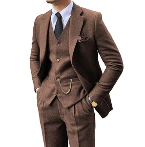 LOW MOQ Customized Slim Fit Men Tuxedo <b>Suit</b> Wedding Grooms Pant Coat Vest 3Pcs Set Business Formal 100% Wool Breathable - Product Image 1