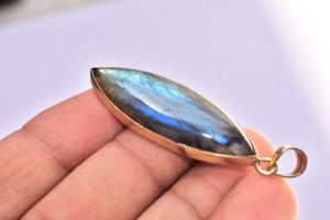 DIY Drum Natural Labradorite Gold Plating Pendants Dzi Beads for Jewelry Making - Product Image 6