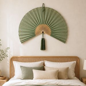<b>Large</b> Bamboo <b>Wall</b> Fan <b>Decor</b> Handmade Natural Woven <b>Wall</b> Hanging, Boho Rustic <b>Wall</b> Art for Living Room, Bedroom, Entryway and Hom - Product Image 4