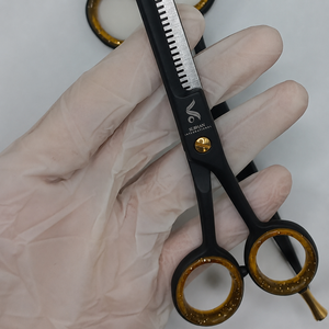 Ciseaux à cheveux professionnels SUBHAN, 5,5 pouces, en acier inoxydable, ciseaux de barbier manuels pour salons de beauté avec vis dorée - Product Image 4