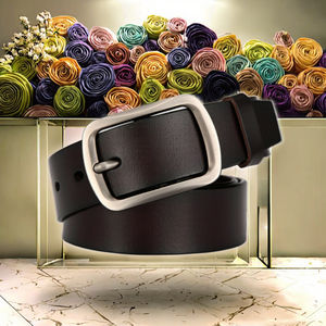 Ceinture en cuir de vachette vintage décontractée pour homme avec boucle à ardillon en cuivre, écologique, largeur réglable 3,8 cm - Product Image 1