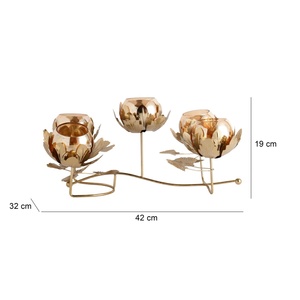 Candelabro Floral de Aluminio Golden Heritage con Cinco Portavelas, Hecho a Mano y Ecológico, Duradero para Actividades Religiosas - Product Image 4
