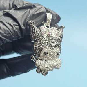 Colgante de Personaje de Dibujos Animados Totalmente Cubierto de Piedras, Colgante de Plata 925 Estilo Hip Hop, Diseño Personalizado, Colgante de Dos Tonos con Múltiples Piedras - Product Image 5