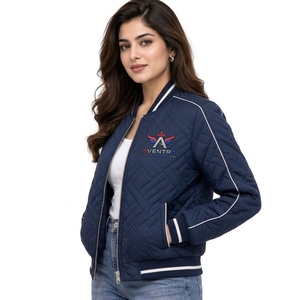Casual Apparel <b>Women</b> Bomber <b>Jacket</b> With <b>Lightweight</b> Polyester Fabric Ribbed Collar Comfortable Premium <b>Women</b> Bomber <b>Jacket</b> - Product Image 2