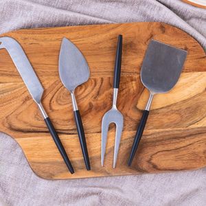 4PCS Stainless Steel <b>Cheese</b> <b>Knife</b> <b>Set</b> with Black Handle <b>Cheese</b> Serving Tools Wholesale - Product Image 3
