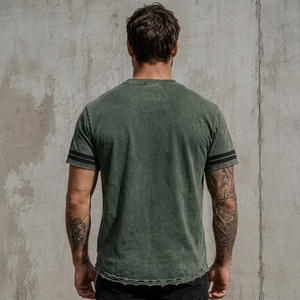 Men Vintage Washed <b>T</b> <b>Shirt</b> Distressed Cotton Fabric Soft Feel Faded Finish Relaxed Construction Short Sleeve Casual Apparel OEM - Product Image 2