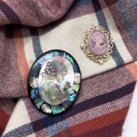 Broche camée en coquille d'ormeau classique Vintage pour fille et femme, bijoux de mode