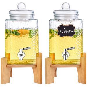 Dispensador de Bebidas Partys2PC de 1.5 Galones, de Acero Inoxidable con Grifo, para Bebidas Heladas, Soporte de Vidrio para Jugos, Dispensador de Bebidas Independiente para Fiestas - Product Image 1
