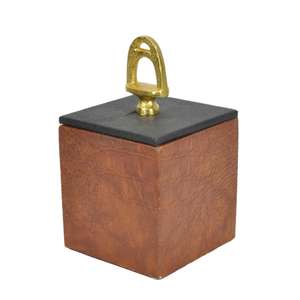 Handmade <b>Storage</b> Jewelry Boxes & Bins <b>Brown</b> Color Leather Gift <b>Box</b> With Black Lid Gold Horse Stirrup Handle Custom Size & Design - Product Image 1