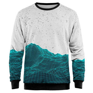 Sudadera de Hombre con Estampado por Sublimación, Cuello Redondo, Corte Regular, Tejido de Punto, Estilo Casual, Patrón de Montaña Azul, Manga Larga para Otoño - Product Image 1