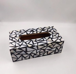 Caja de pañuelos de MDF de calidad premium con incrustaciones de resina y nácar, caja de pañuelos de papel para mesa y decoración del hogar al mejor precio. - Product Image 5