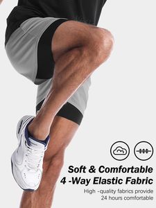 Shorts de sport pour hommes avec logo personnalisé, fabriqués en usine, séchage rapide, respirants, taille mi-haute, pour l'entraînement, décontractés et confortables - Product Image 4