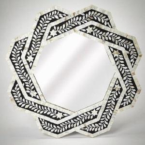 Premium Quality Handcrafted Bone Inlay <b>Mirror</b> Perfect Christmas Gift for Home Decore Round Art Deco Wall <b>Mirror</b> With Black - Product Image 3
