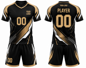 Conjunto de Camiseta y Pantalones Cortos de Fútbol Sublimados Personalizados, Diseño Sólido, Transpirables, que Absorben la Humedad, Cintura Elástica, Unisex, para Adultos - Product Image 4