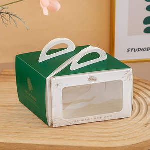 Portable Transparent Hand-Cut Cake Box with Embossing Printing New Design <b>for</b> Sandwiches and Small Cakes - Product Image 1