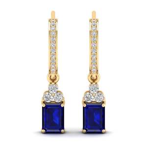 REYES New Fashion 14K 18K 22K Gold Diamond Drop Earrings for Women Customize Blue Sapphire Gemstone <b>Wedding</b> Gift Earrings - Product Image 2
