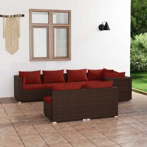 Conjunto de Muebles de Jardín de Ratán PE Marrón con Acero con Recubrimiento en Polvo para Espacios Exteriores - Product Image 1