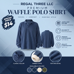 Waffle <b>Long</b> <b>Sleeve</b> <b>Polo</b> <b>Shirt</b> <b>Women</b> Turn Down Button Collared Top Loose Fit Drop Shoulder Waffle <b>Polo</b> Tee Casual Lightweight Tee - Product Image 1