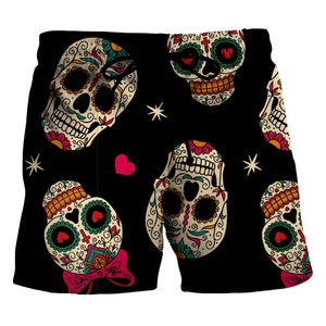 Pantalones cortos de baño con estampado de calavera y rosas para hombre, pantalones cortos de playa de secado rápido, pantalones cortos informales de verano con cordón - Product Image 5