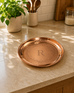 Plato de cobre pulido para servir, bandeja clásica vintage minimalista de lujo, sin BPA, duradero, hecho a mano, apto para alimentos, para fiestas, estilo antiguo. - Product Image 4