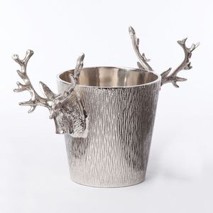 Silver Deer Head <b>Champagne</b> Bowl 3 Litre Stag Antler Wine Ice <b>Bucket</b> <b>with</b> Animal <b>Stand</b> for Bar Wedding Home Decor - Product Image 2