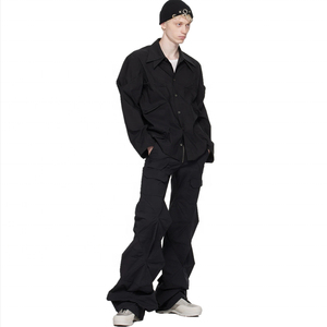 Pantalones de hombre impermeables de cintura media, de tejido grueso y denso, con estampado a cuadros, cálidos, de estructura tejida, de pierna ancha y frente liso, estilo casual. - Product Image 2